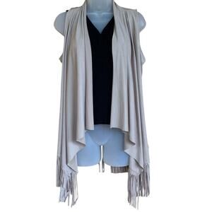 Fringe Western Vest SZ XS Open Front Tan Rodeo Cowgirl Ranchcore Festival